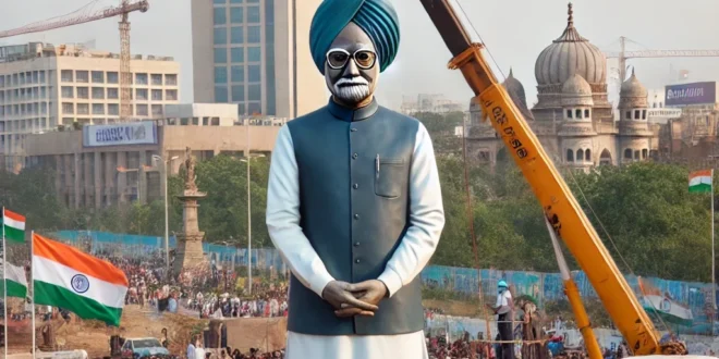 హైదరాబాద్ విప్రో సర్కిల్లో మన్మోహన్ సింగ్ భారీ విగ్రహం…. హైదరాబాద్ విప్రో సర్కిల్లో మన్మోహన్ సింగ్ భారీ విగ్రహం….